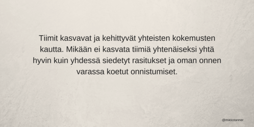 Tiimin kasvu rasitukset ja onnistumiset